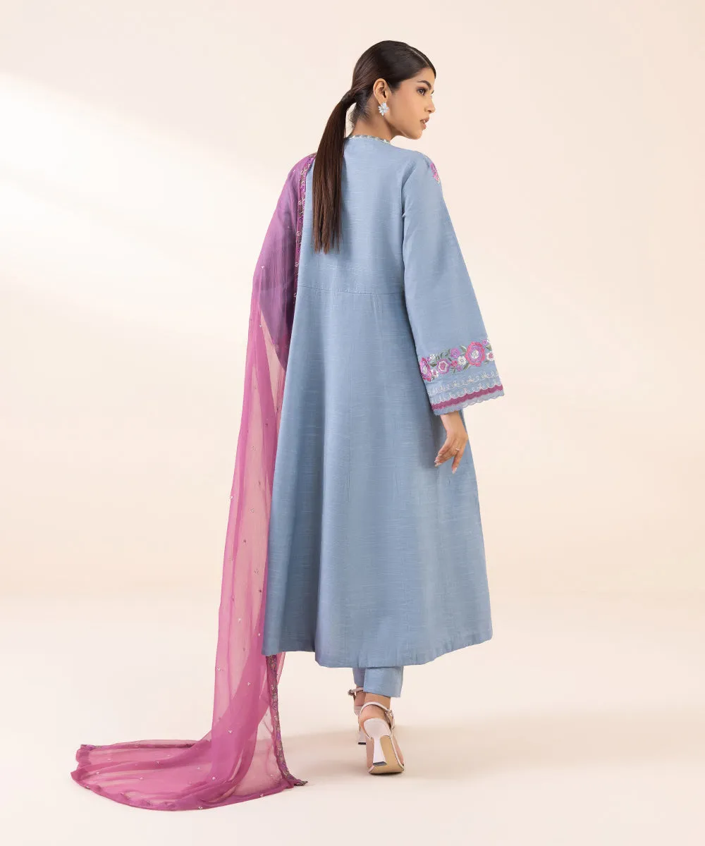 3 Piece - Embroidered Light Khaddar Suit