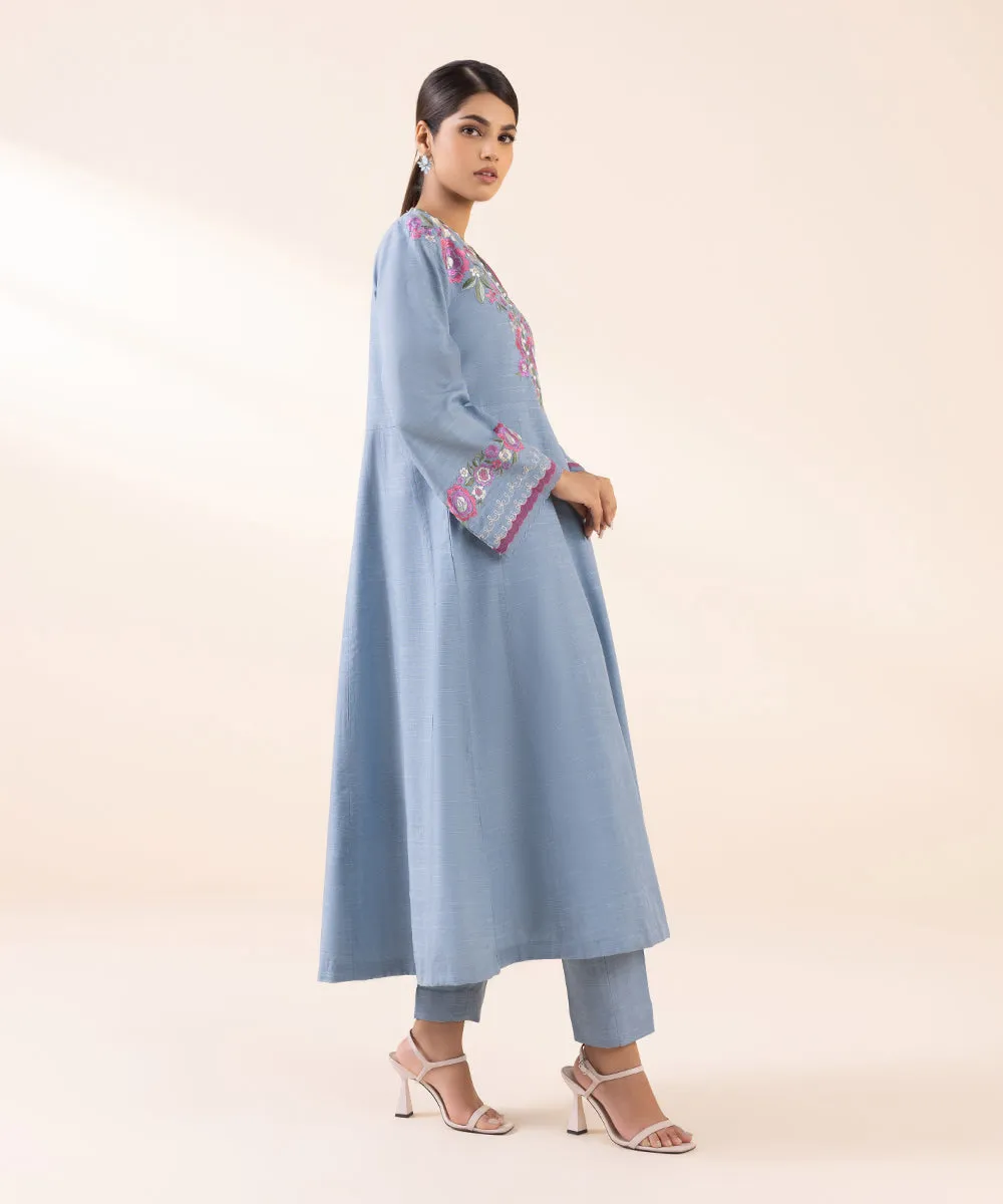 3 Piece - Embroidered Light Khaddar Suit