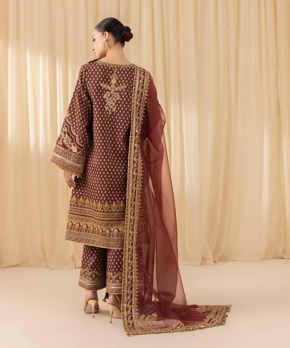 3 Piece - Embroidered Silk Suit