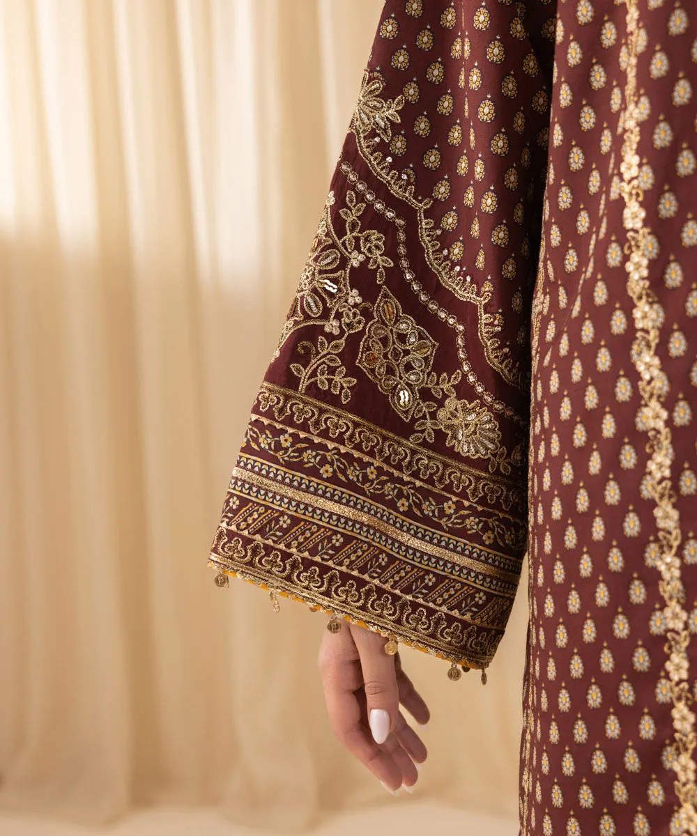 3 Piece - Embroidered Silk Suit