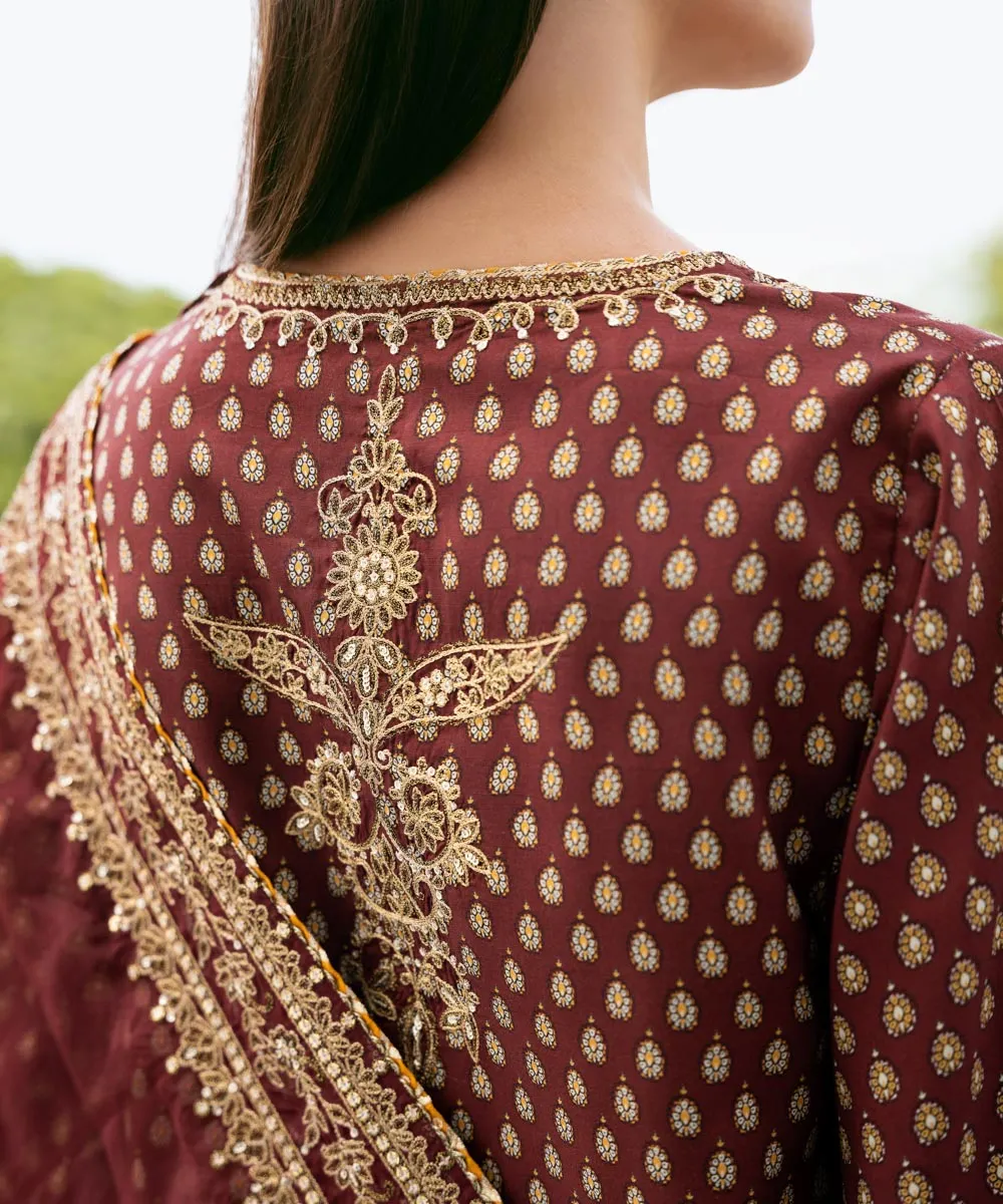 3 Piece - Embroidered Silk Suit