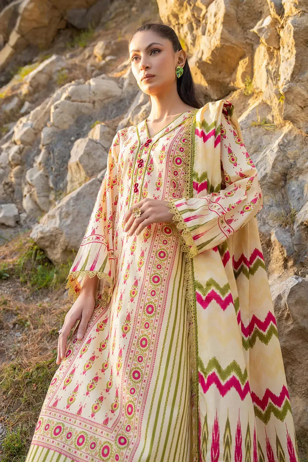 3PC Printed Unstitched Lawn Suit KLA-2802