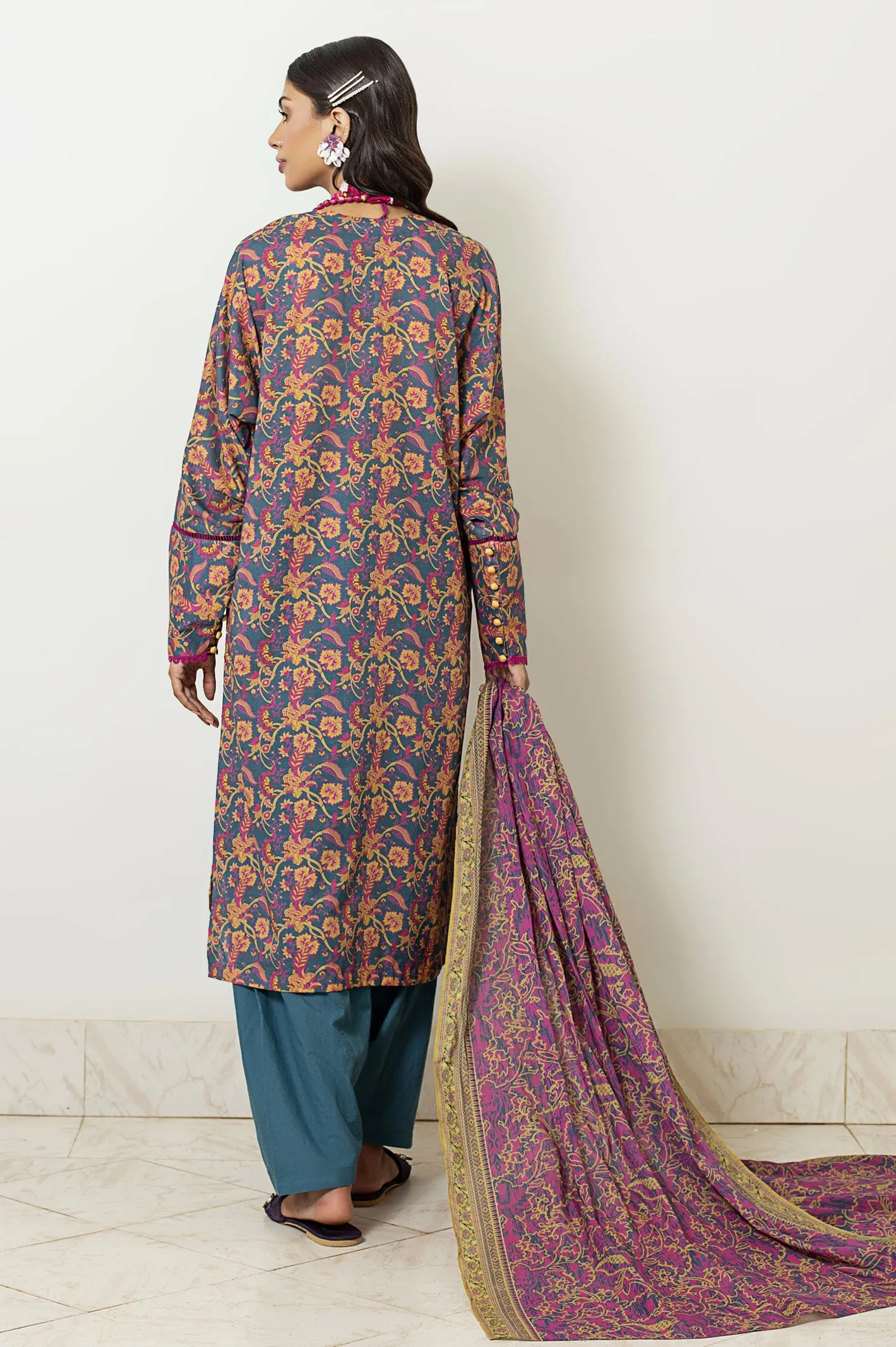 3PC Unstitched Cambric Printed