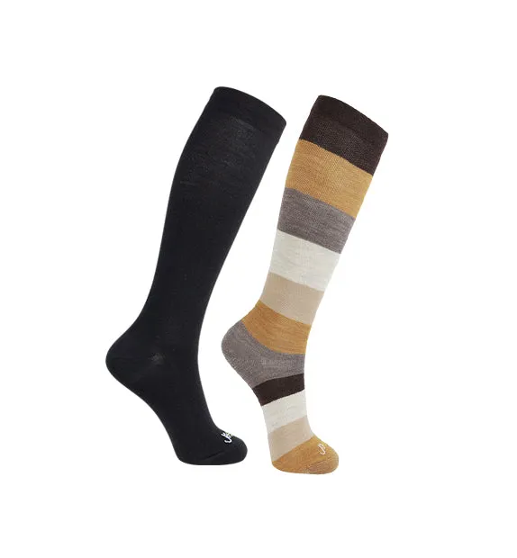 75% Rich Merino Wool Everyday Compression Socks (15-20mmHg) - Colorblock -2 Pack