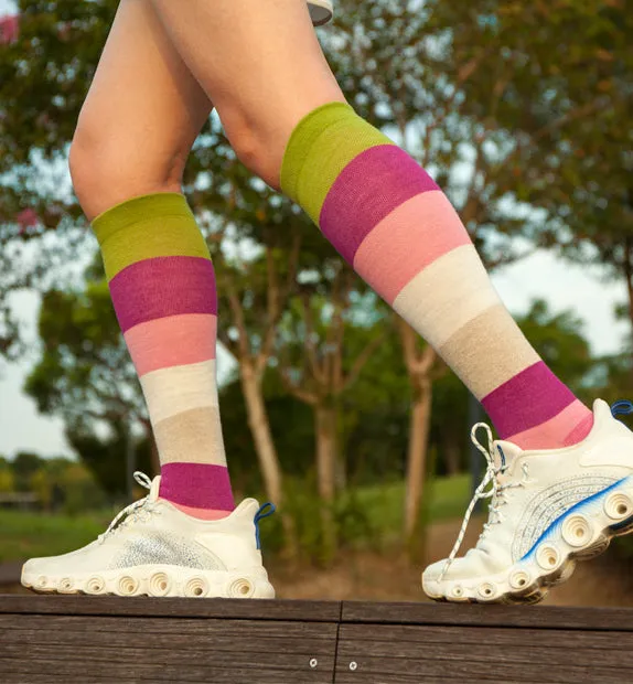 75% Rich Merino Wool Everyday Compression Socks (15-20mmHg) - Colorblock -2 Pack
