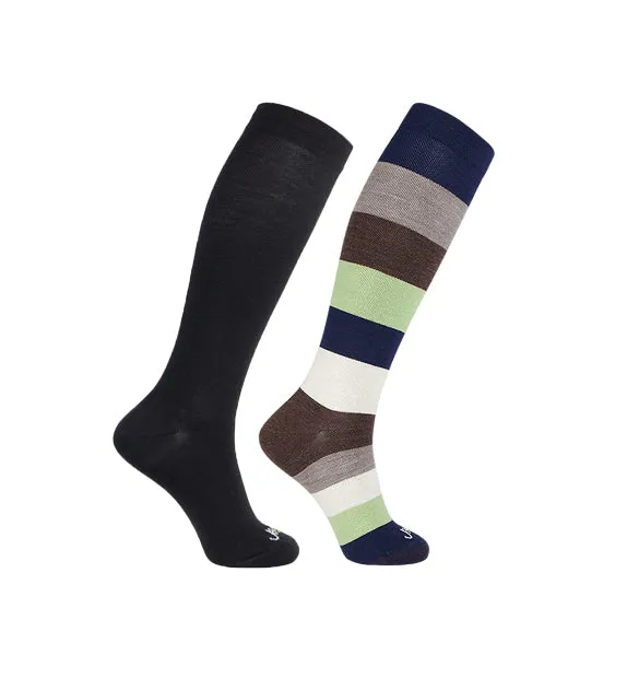 75% Rich Merino Wool Everyday Compression Socks (15-20mmHg) - Colorblock -2 Pack