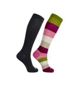 75% Rich Merino Wool Everyday Compression Socks (15-20mmHg) - Colorblock -2 Pack