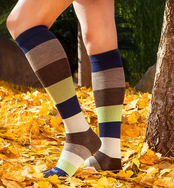 75% Rich Merino Wool Everyday Compression Socks (15-20mmHg) - Colorblock -2 Pack