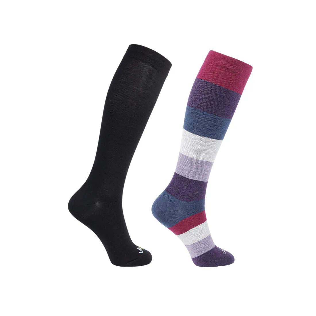 75% Rich Merino Wool Everyday Compression Socks (15-20mmHg) - Colorblock -2 Pack