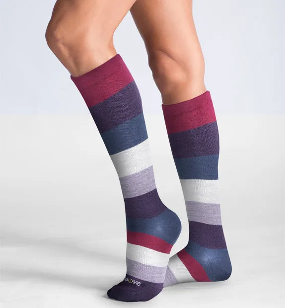 75% Rich Merino Wool Everyday Compression Socks (15-20mmHg) - Colorblock -2 Pack