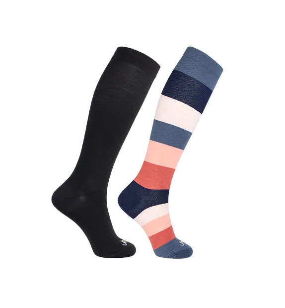 75% Rich Merino Wool Everyday Compression Socks (15-20mmHg) - Colorblock -2 Pack