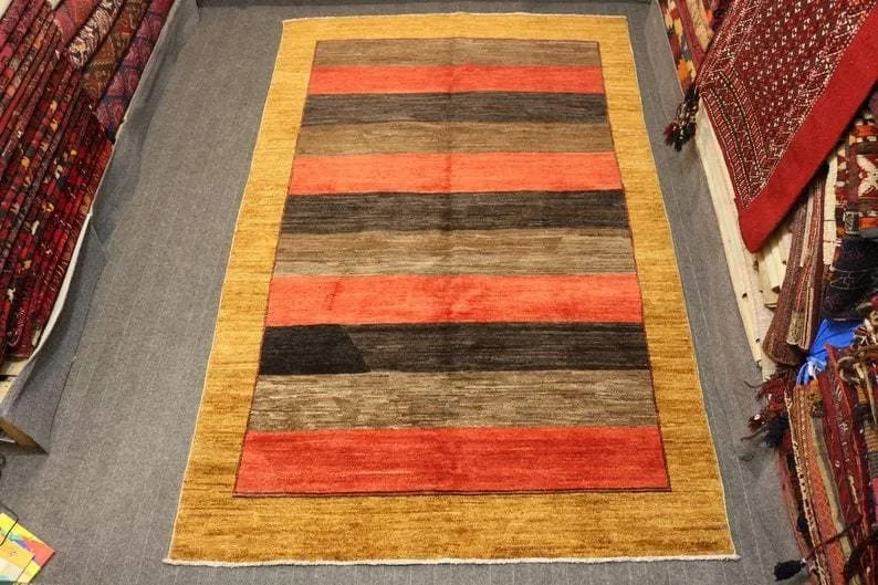 8.7 x 5.4 Ft, Beautiful modern design Afghan Rug Turkmen Hand made  wool rug