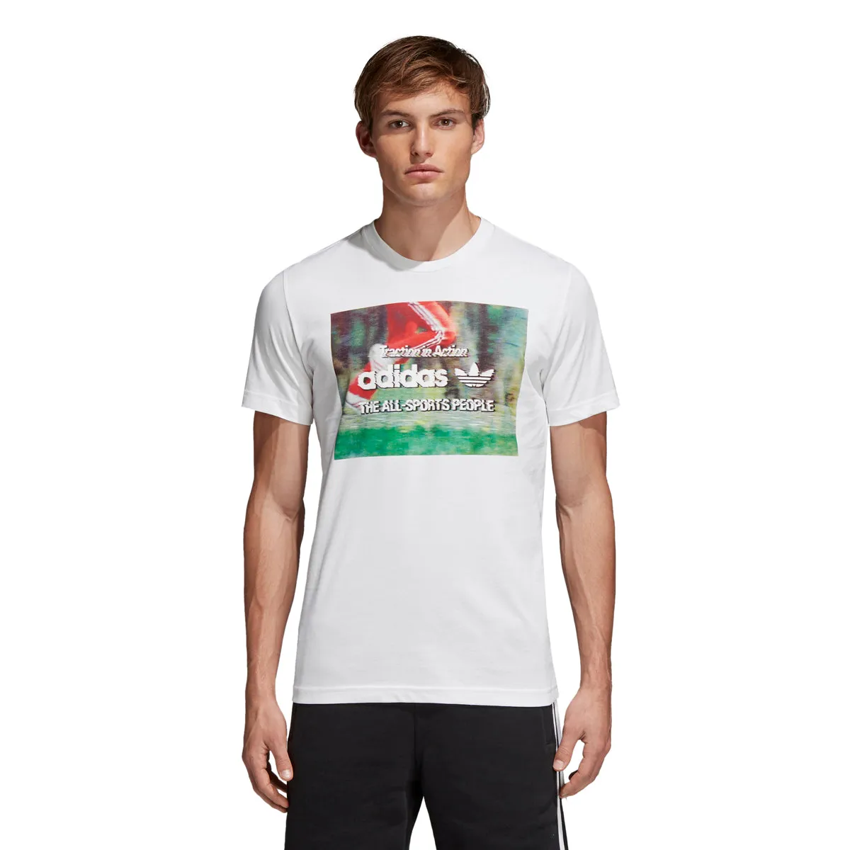 Adidas Men's Originals Traction In Action Photo Tee White/Multicolor
