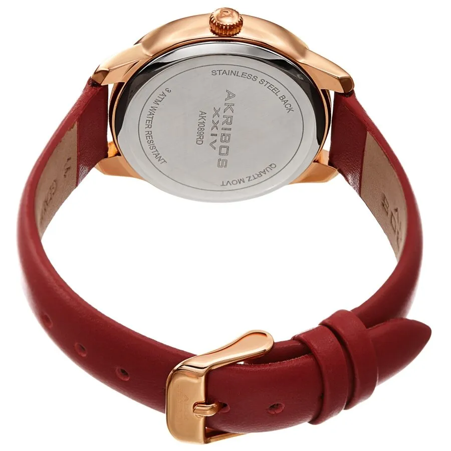 Akribos Xxiv Quartz Red Dial Ladies Watch AK1089RD