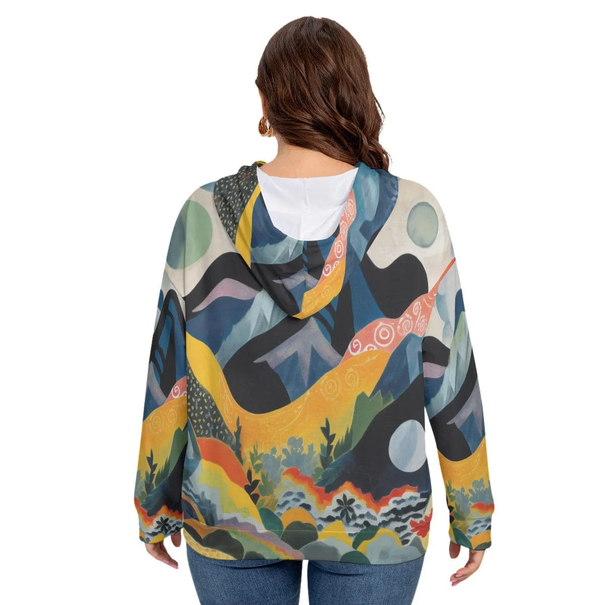 Austrian Blue Mountain Women's Long Sleeve Sweatshirt With Hood(Plus Size)