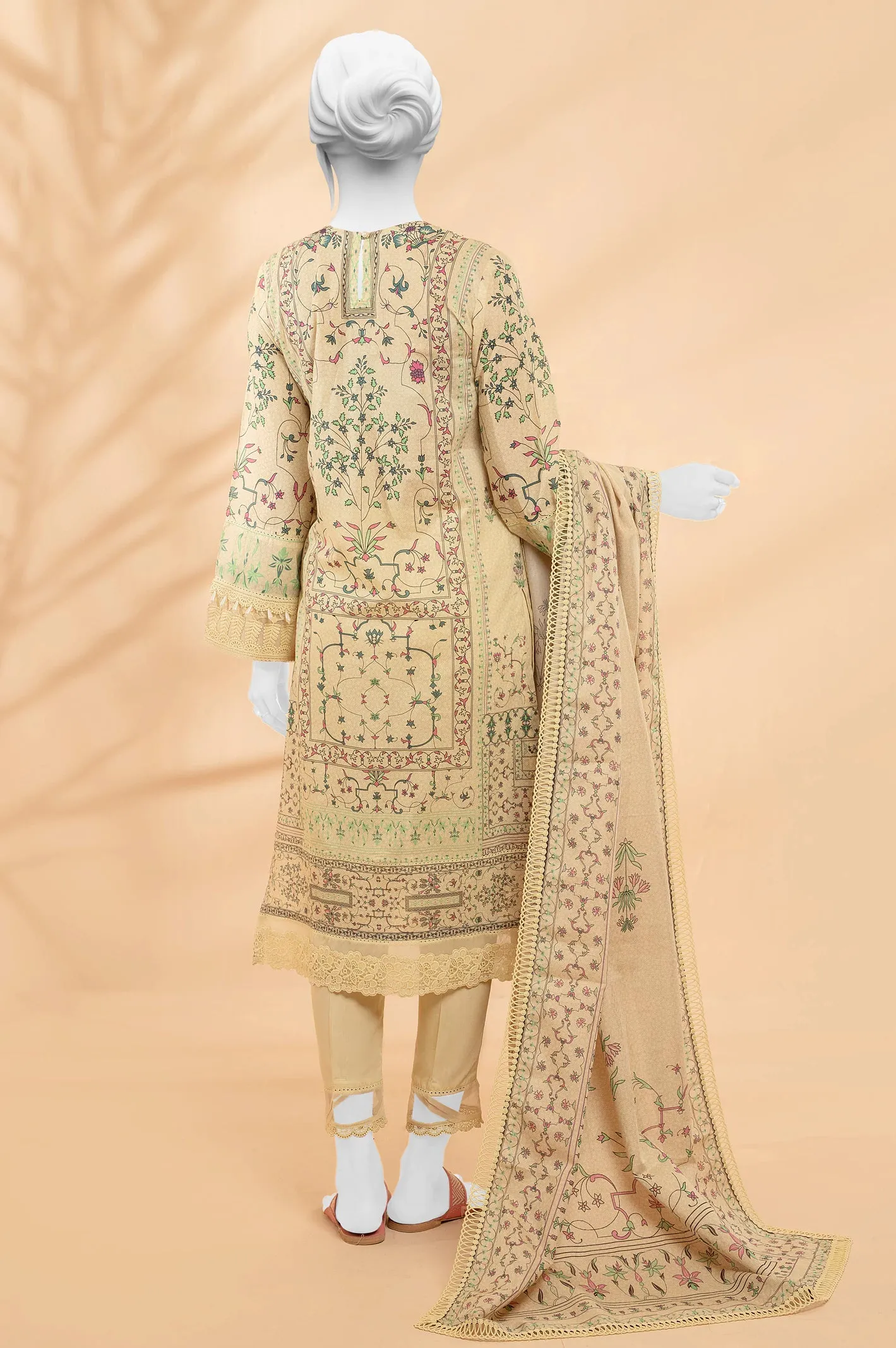 Beige Printed 3PC Unstitched