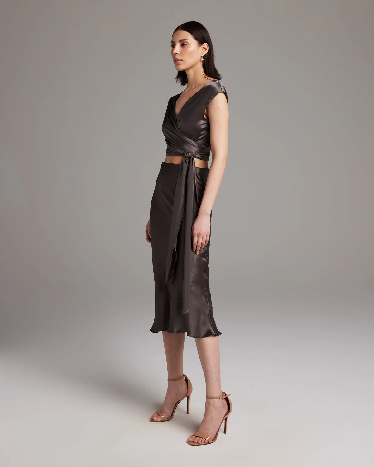 Bias Midi Skirt in Silk Charmeuse