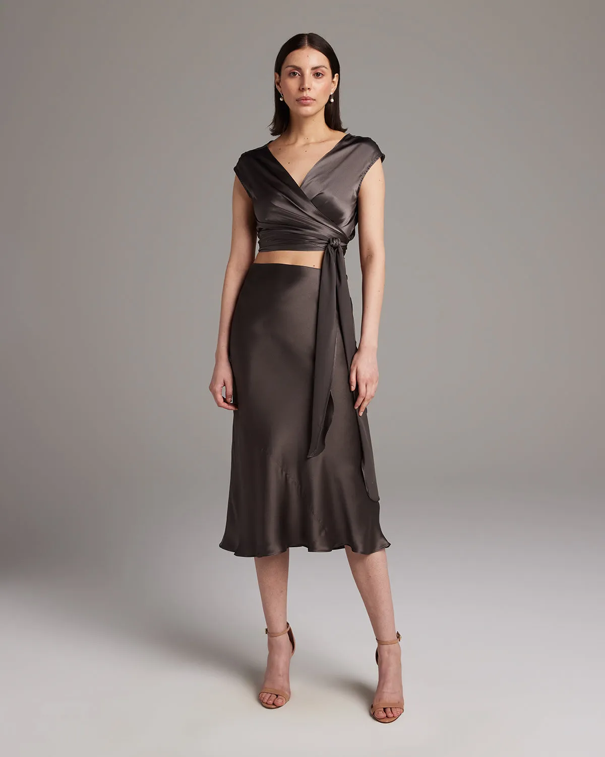 Bias Midi Skirt in Silk Charmeuse