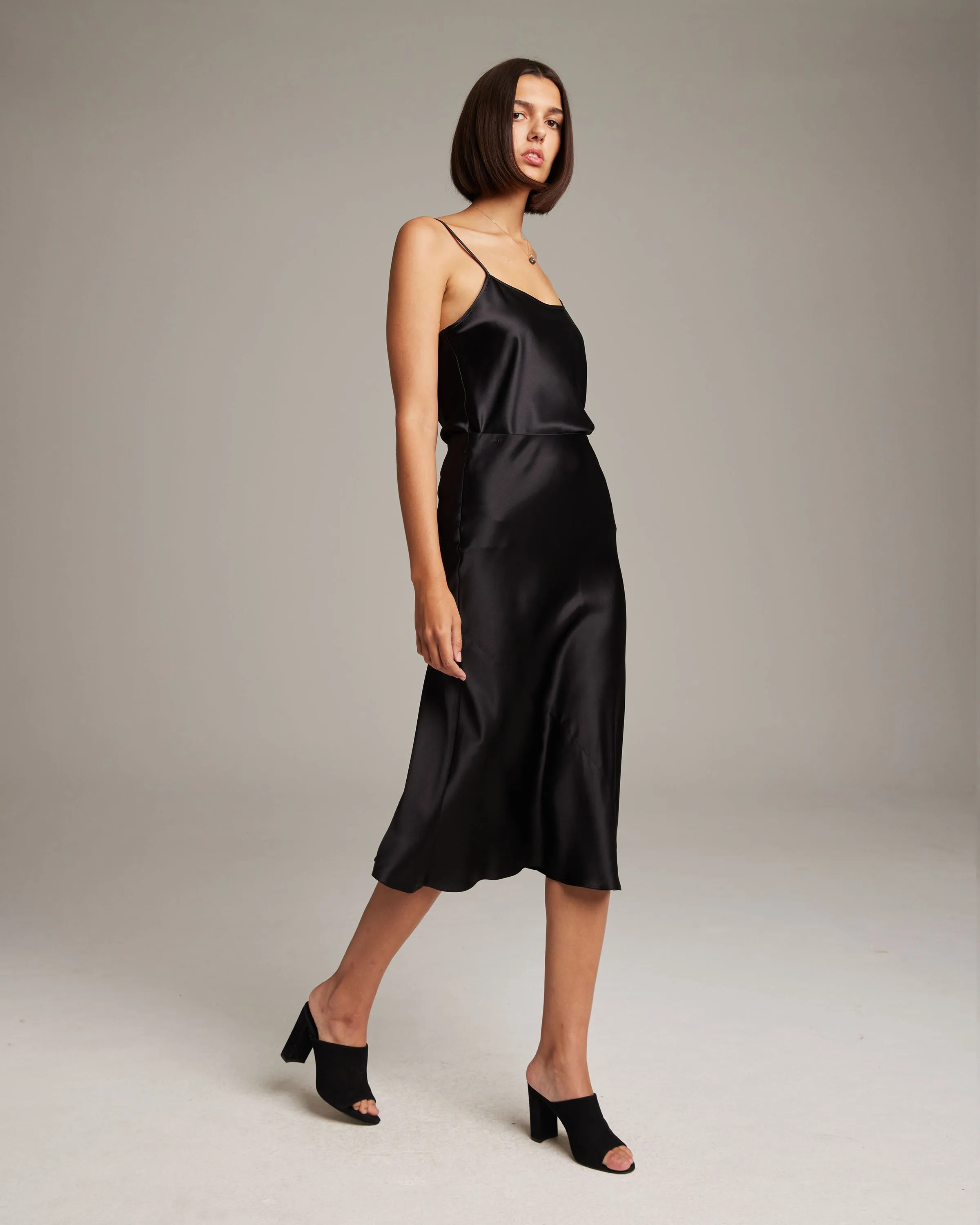 Bias Midi Skirt in Silk Charmeuse