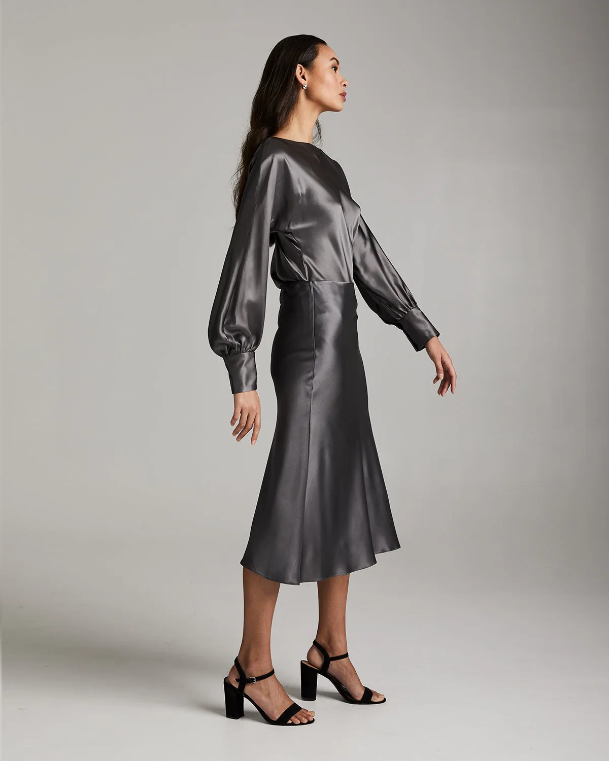 Bias Midi Skirt in Silk Charmeuse