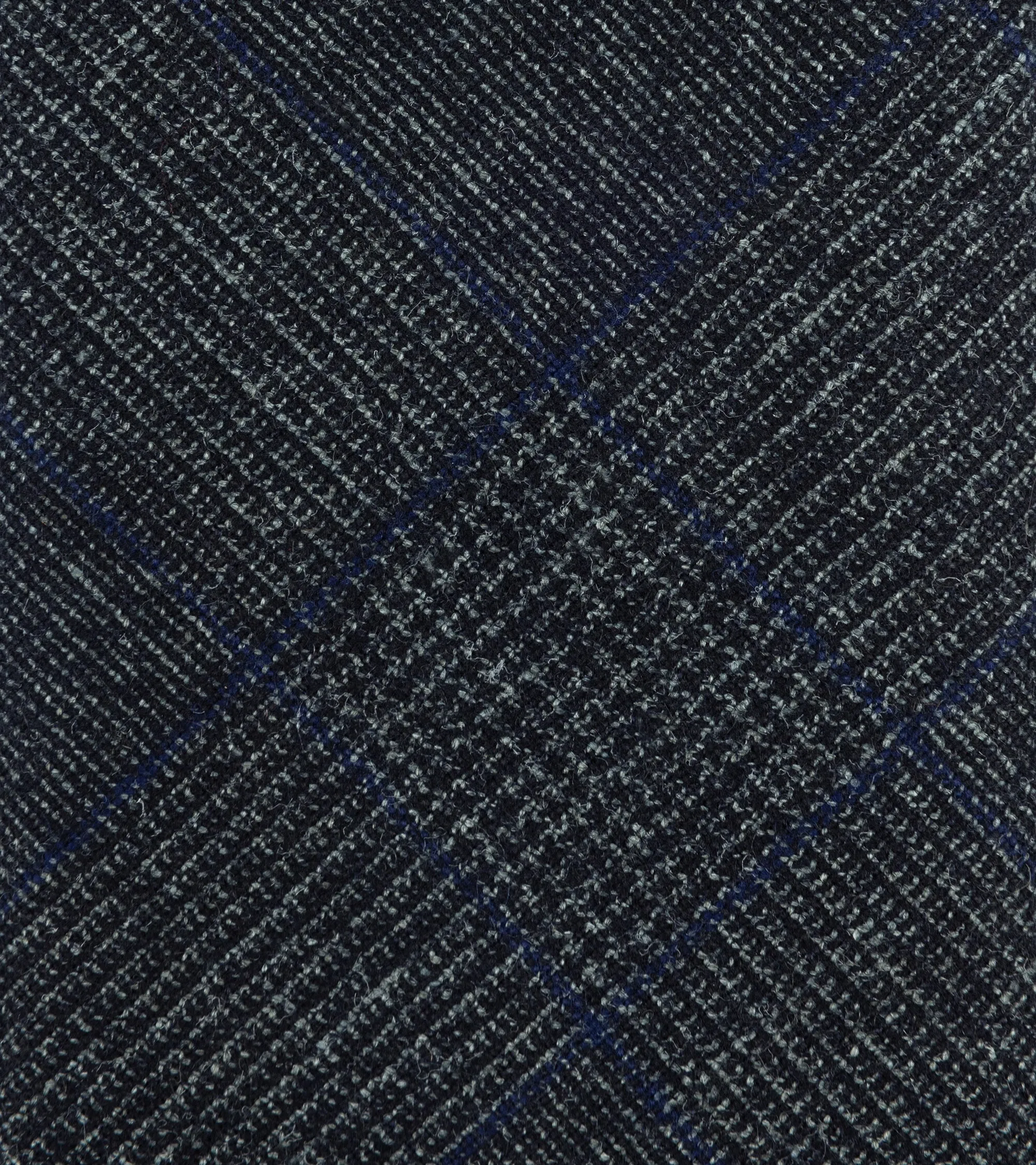 Bigi Wool Silk Linen Checked Tie: Charcoal