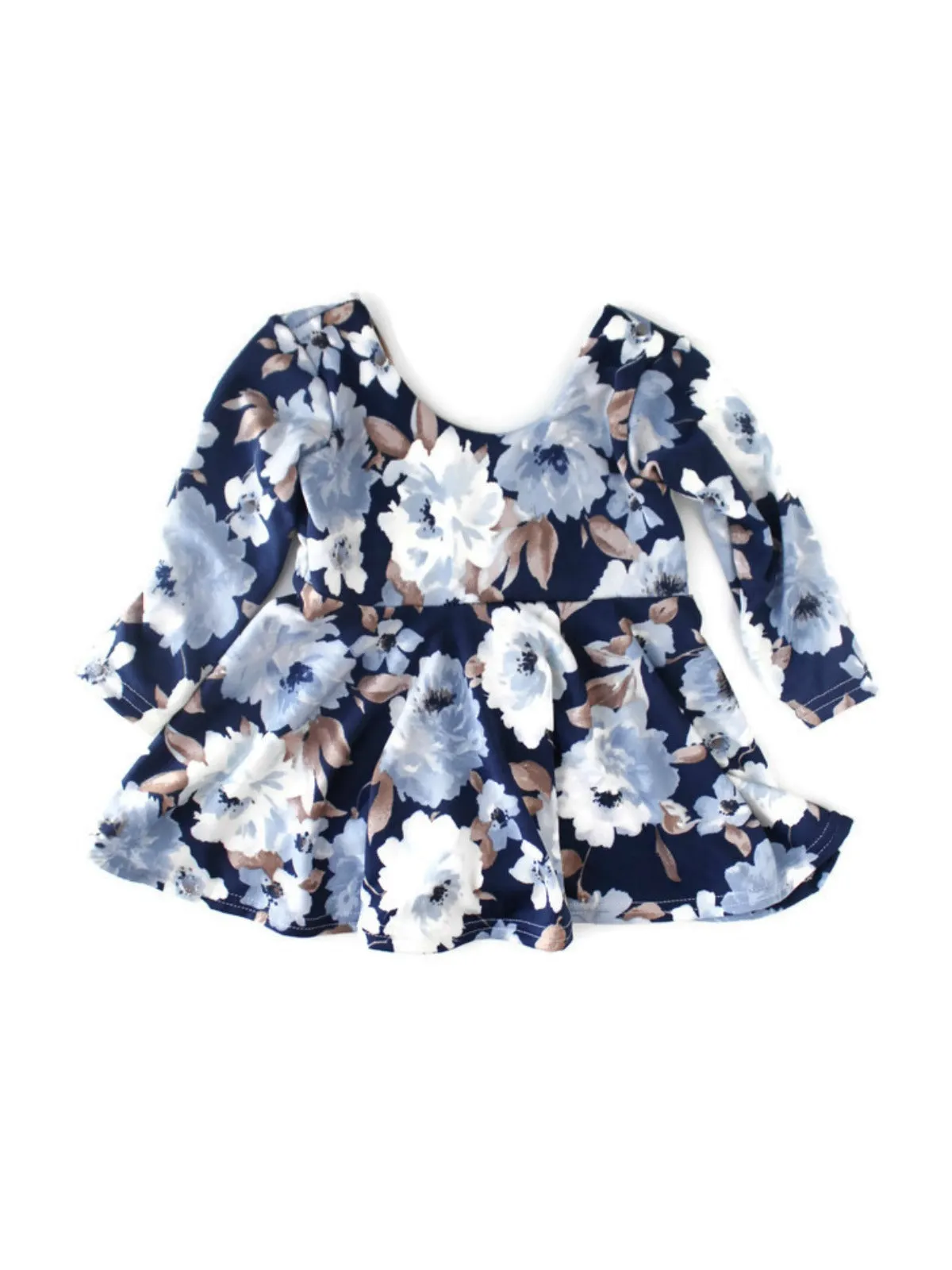Blue Floral Long Sleeve Dress
