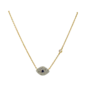 BLUE SAPPHIRE & DIAMOND EVIL EYE NECKLACE