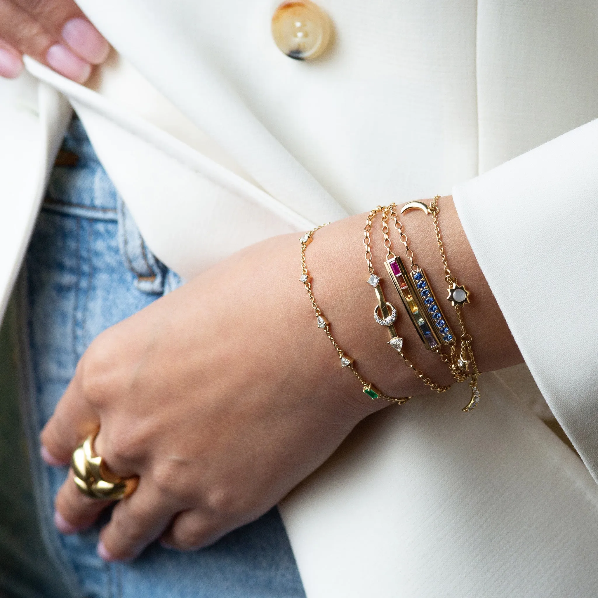 Blue Sapphire "Courage" Petite Poesy Bracelet