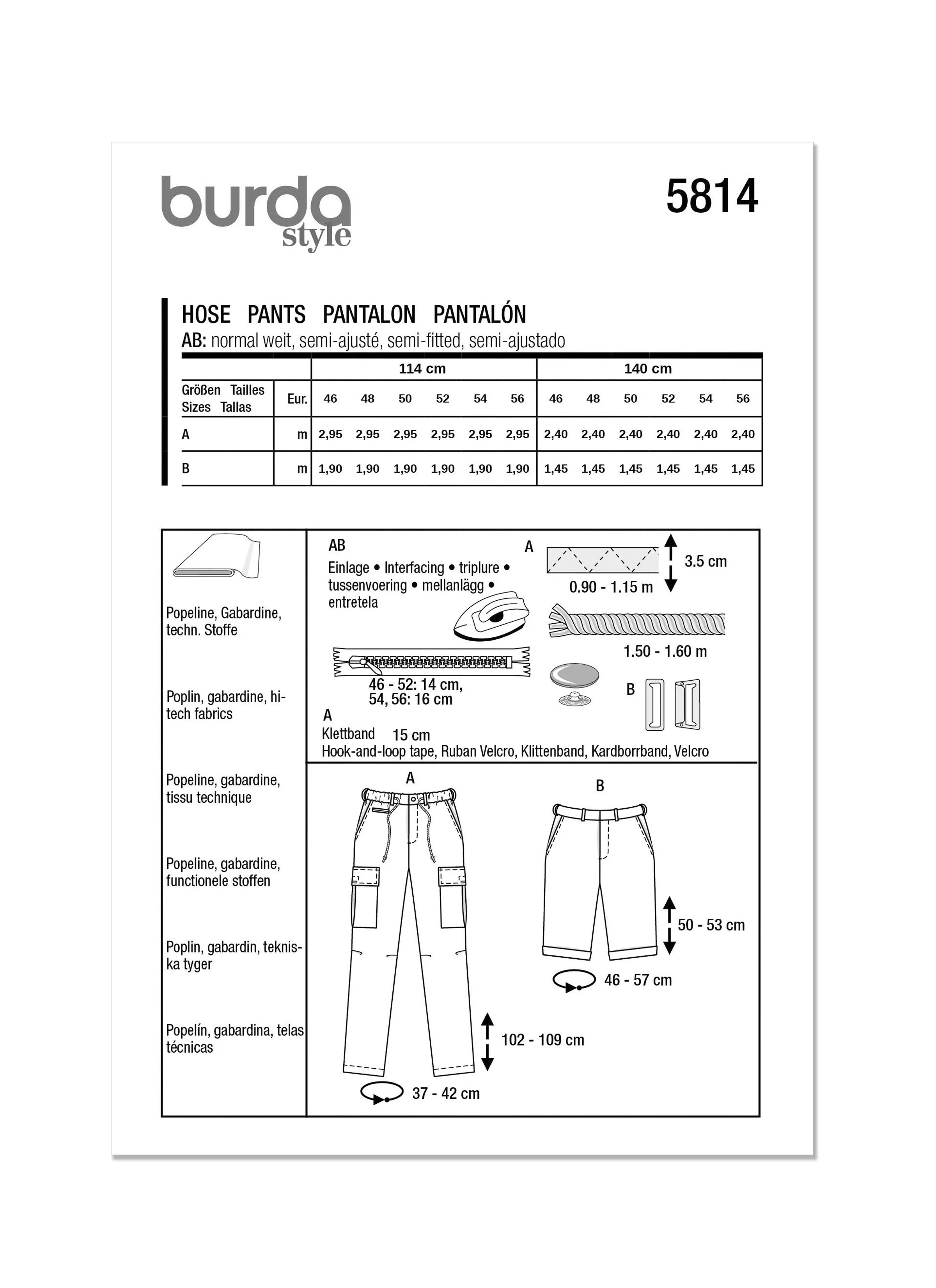 Burda Style Pattern 5814 Men's Trousers