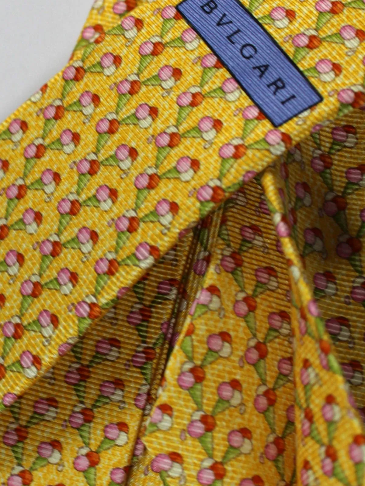 Bvlgari Sevenfold Tie Yellow Ice Cream Novelty Design SALE