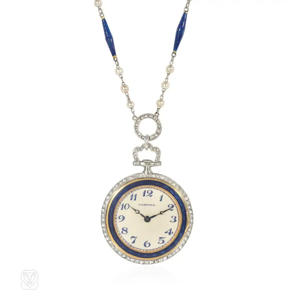 Cartier Edwardian enamel pendant watch