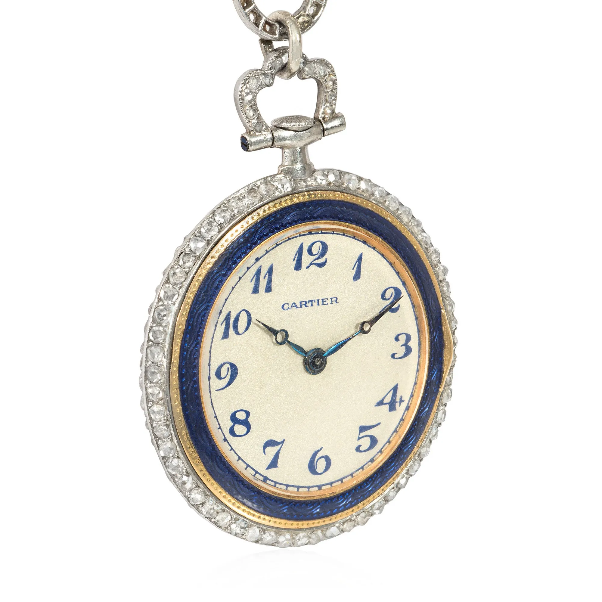 Cartier Edwardian enamel pendant watch