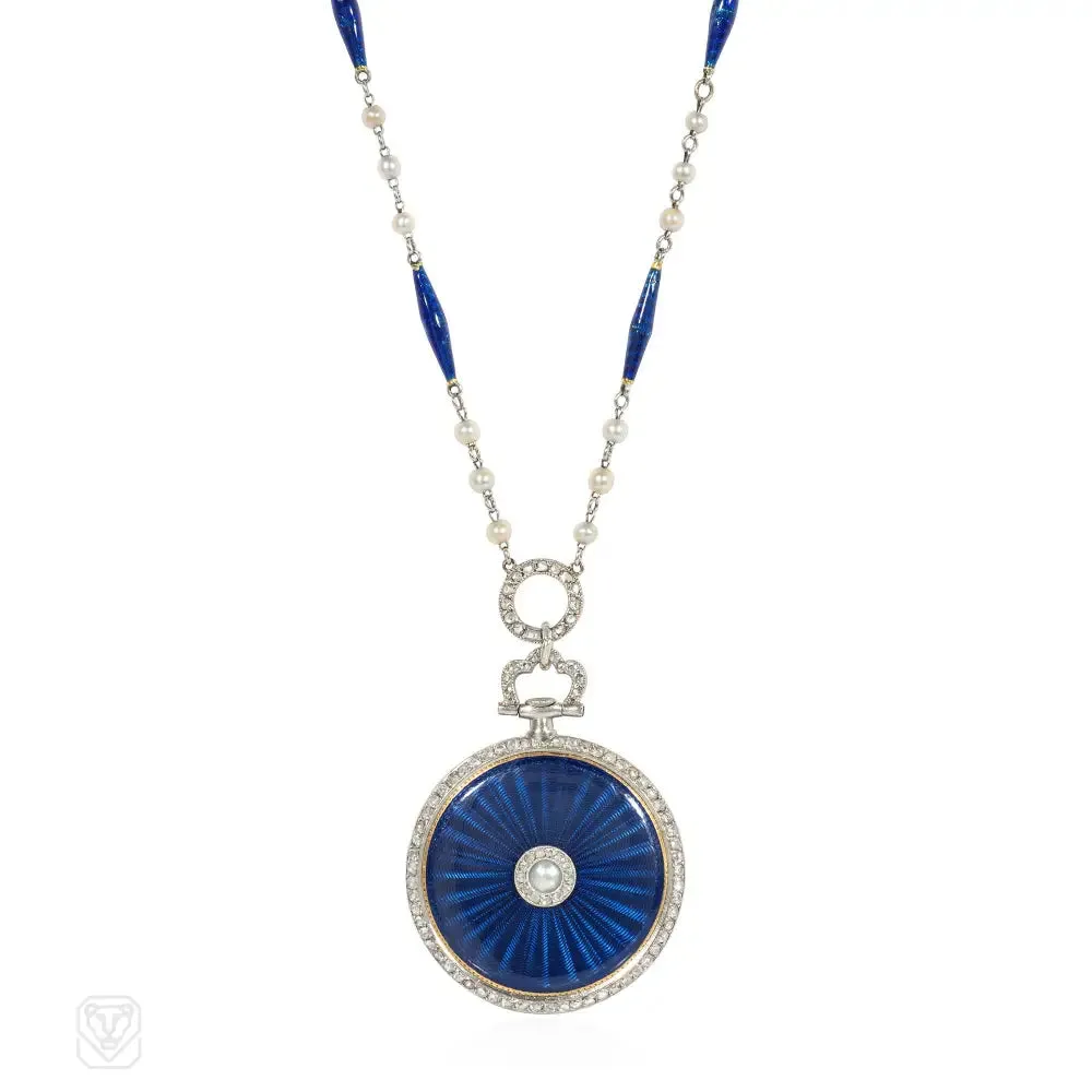 Cartier Edwardian enamel pendant watch