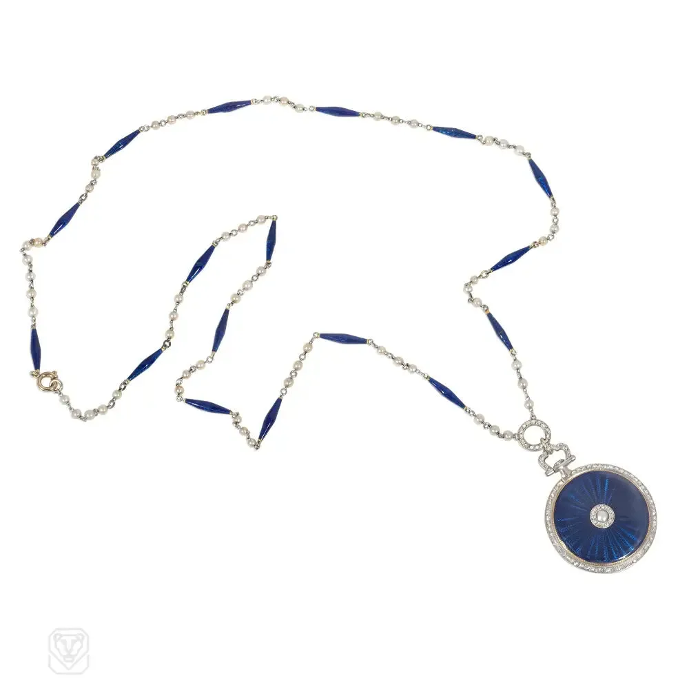 Cartier Edwardian enamel pendant watch