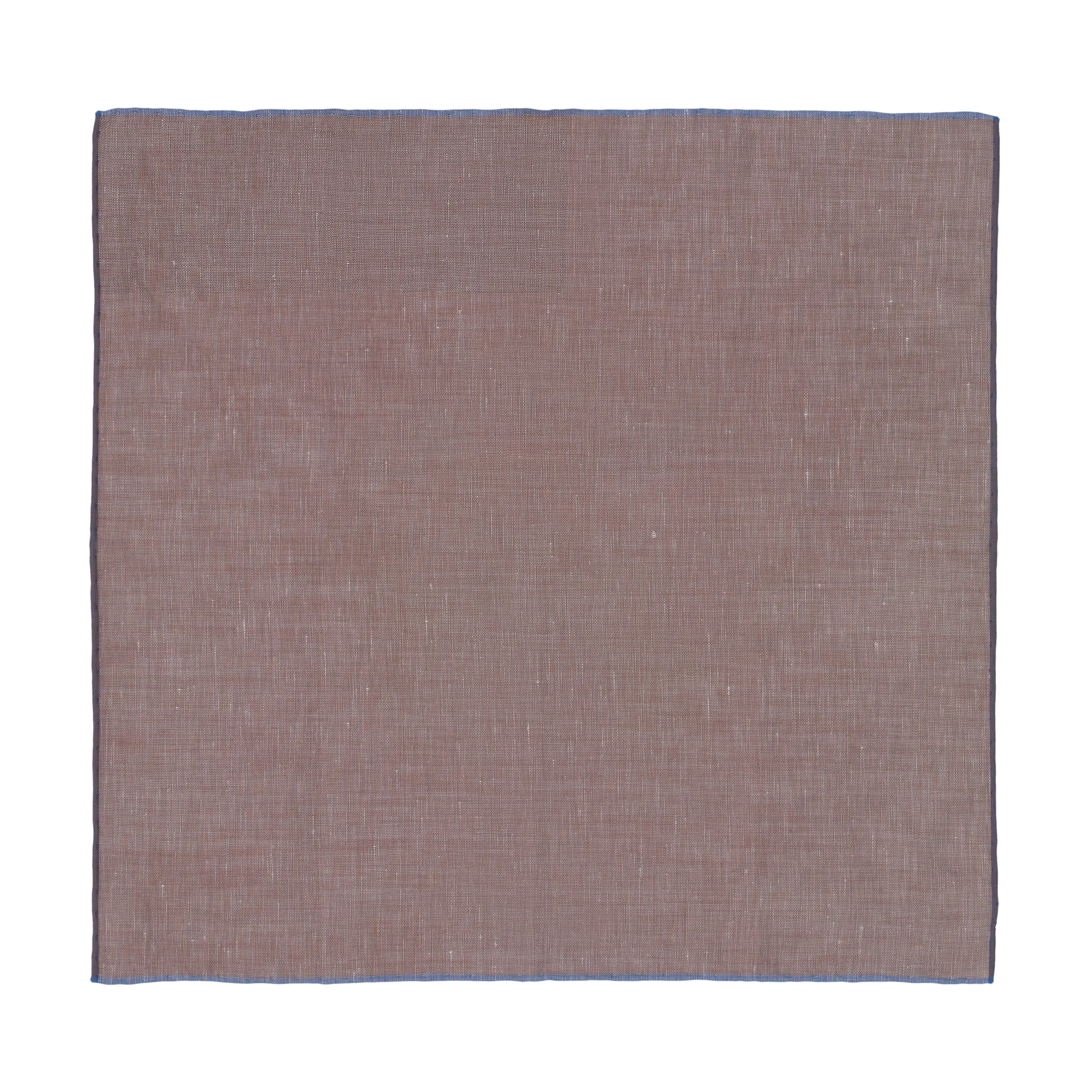 Cotton-Linen Pocket Square in Brown and Blue