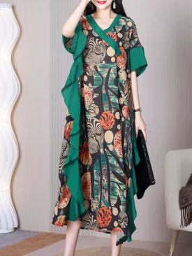 Dream Girl Women's V-neck Short Sleeves Kaftan Dress