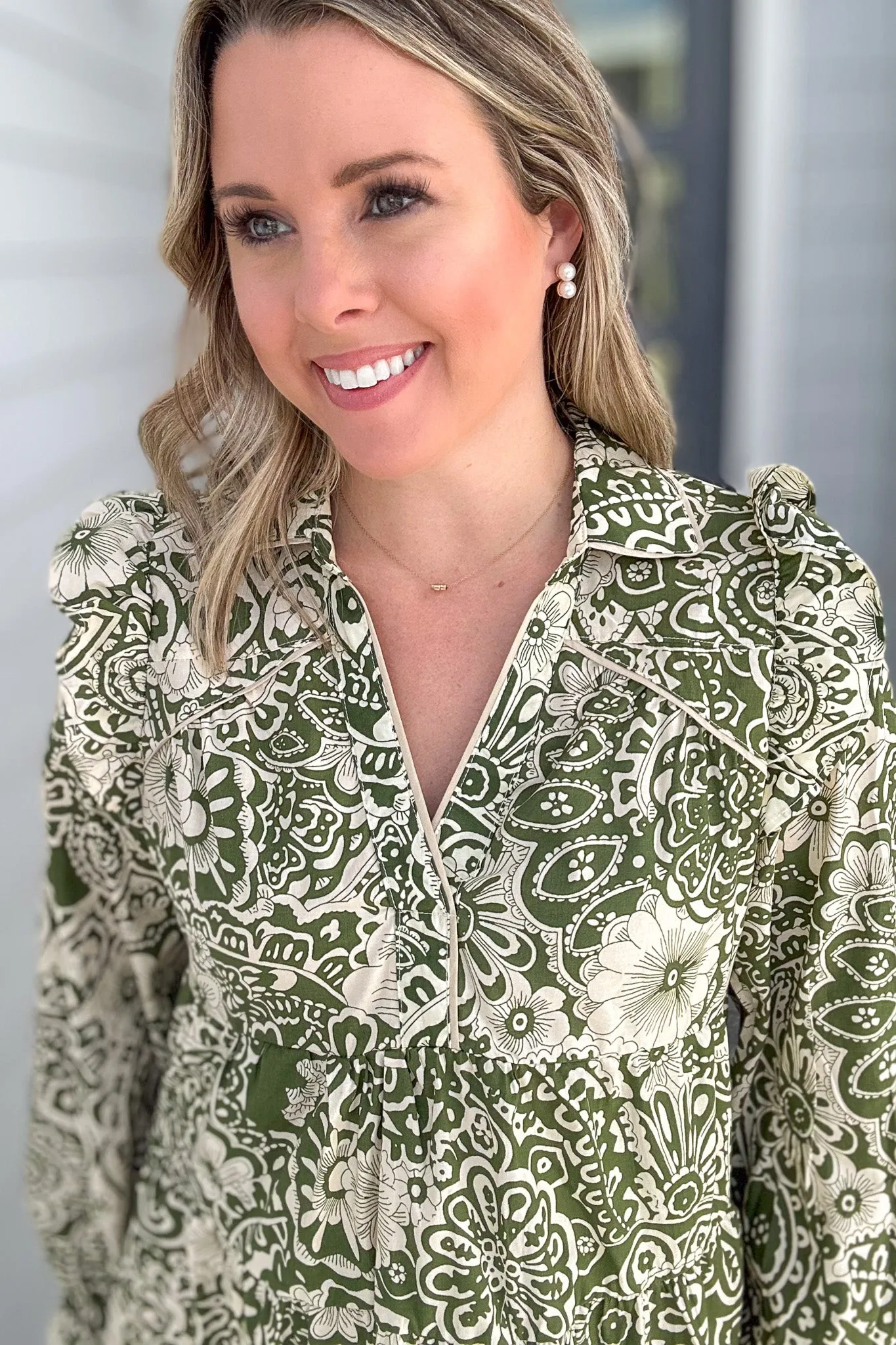Dreaming Printed Dress - Olive