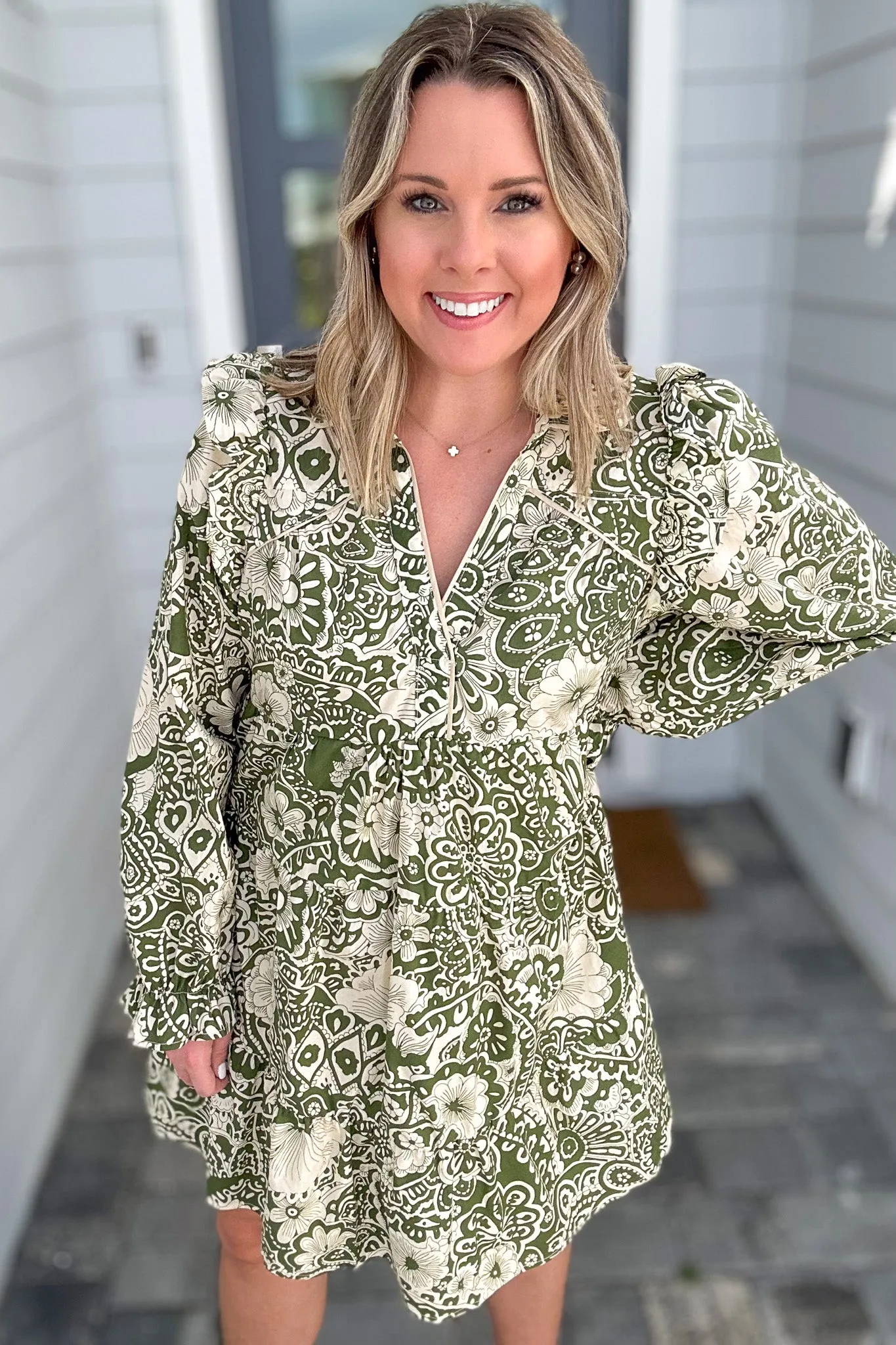 Dreaming Printed Dress - Olive