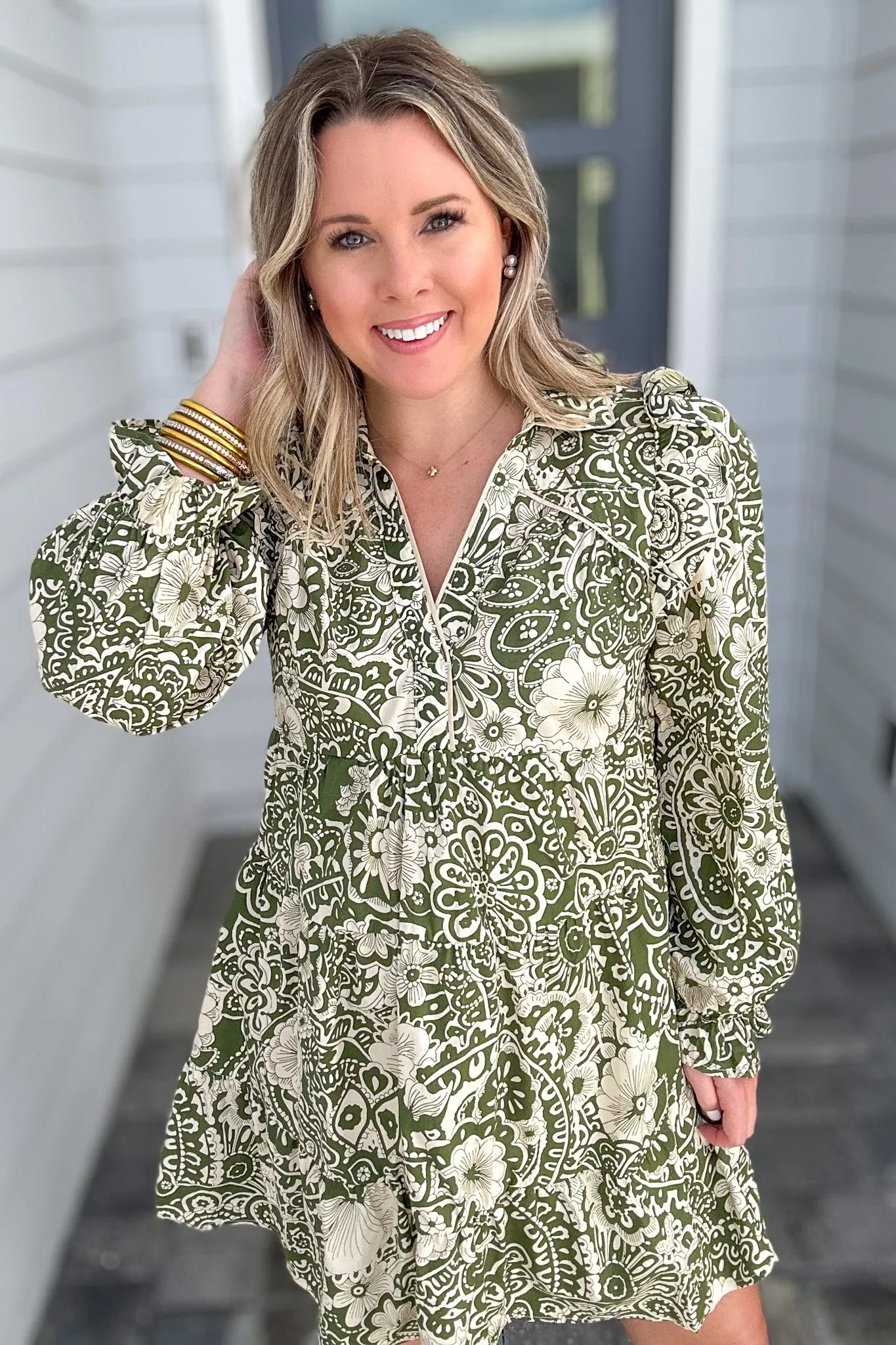 Dreaming Printed Dress - Olive