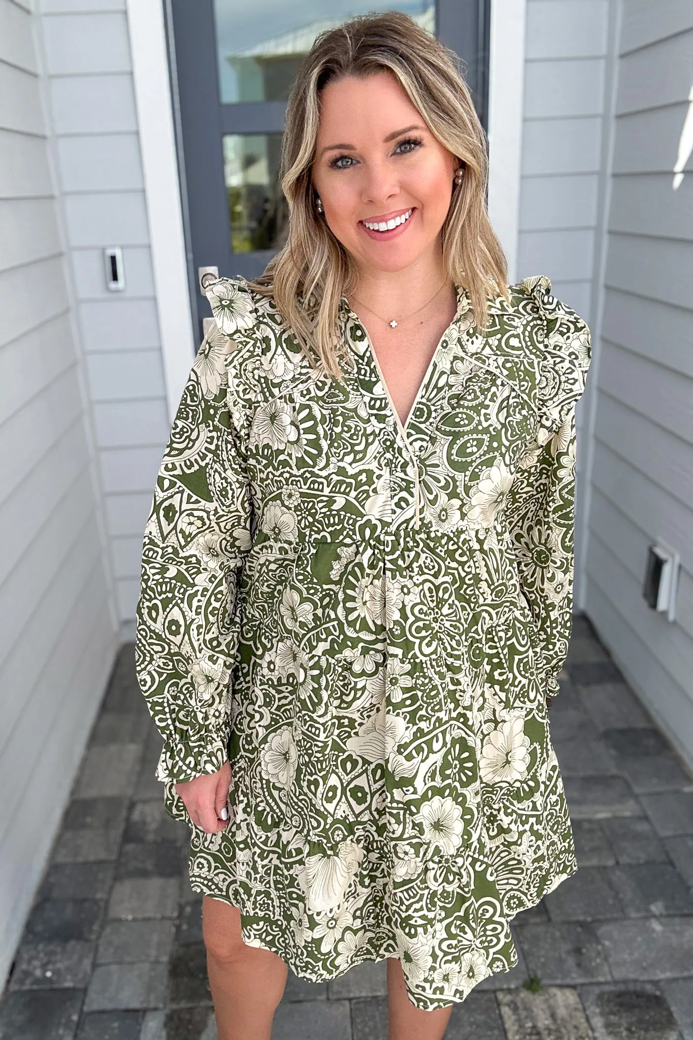 Dreaming Printed Dress - Olive