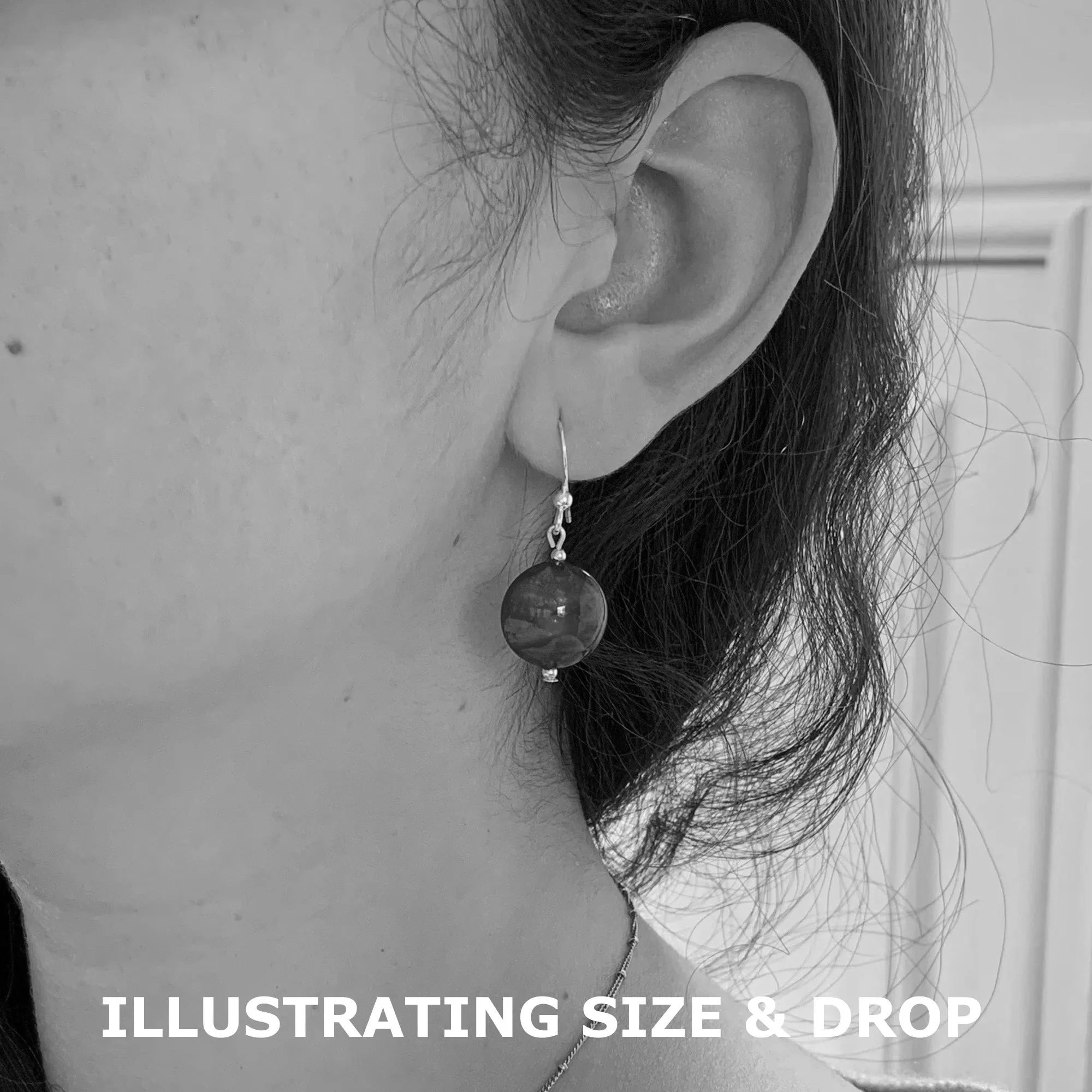 Earrings with blue translucent, white gold Murano glass small lentil drops on silver or gold