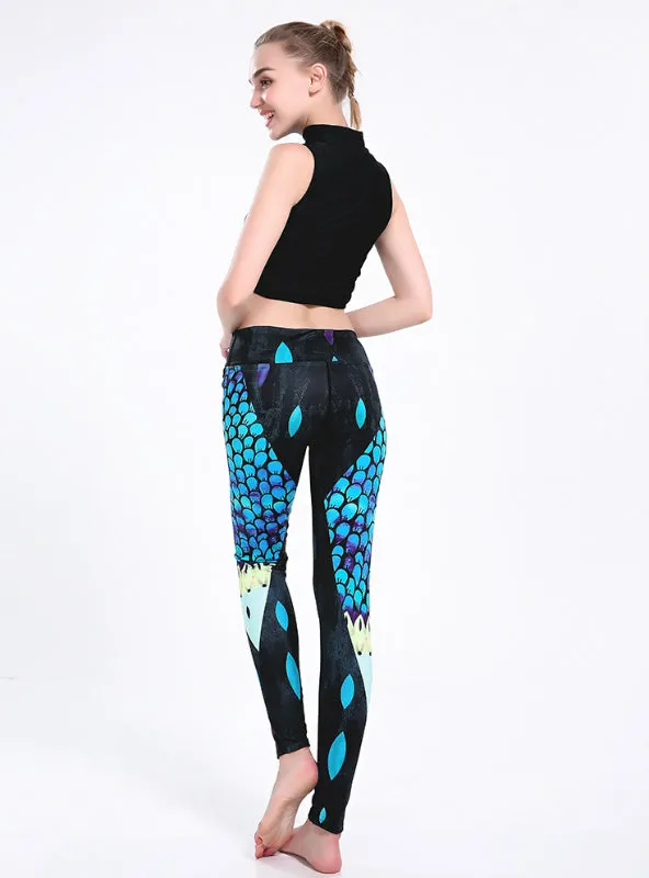 Elastic Slim Leggings Petal Printed Workout