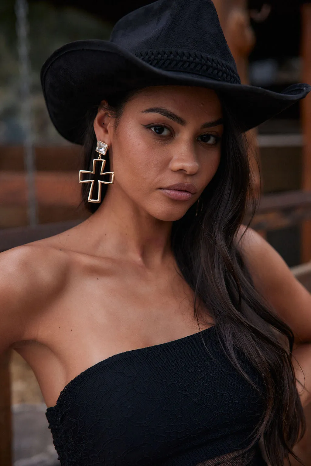 Eva Gold Cross Earrings