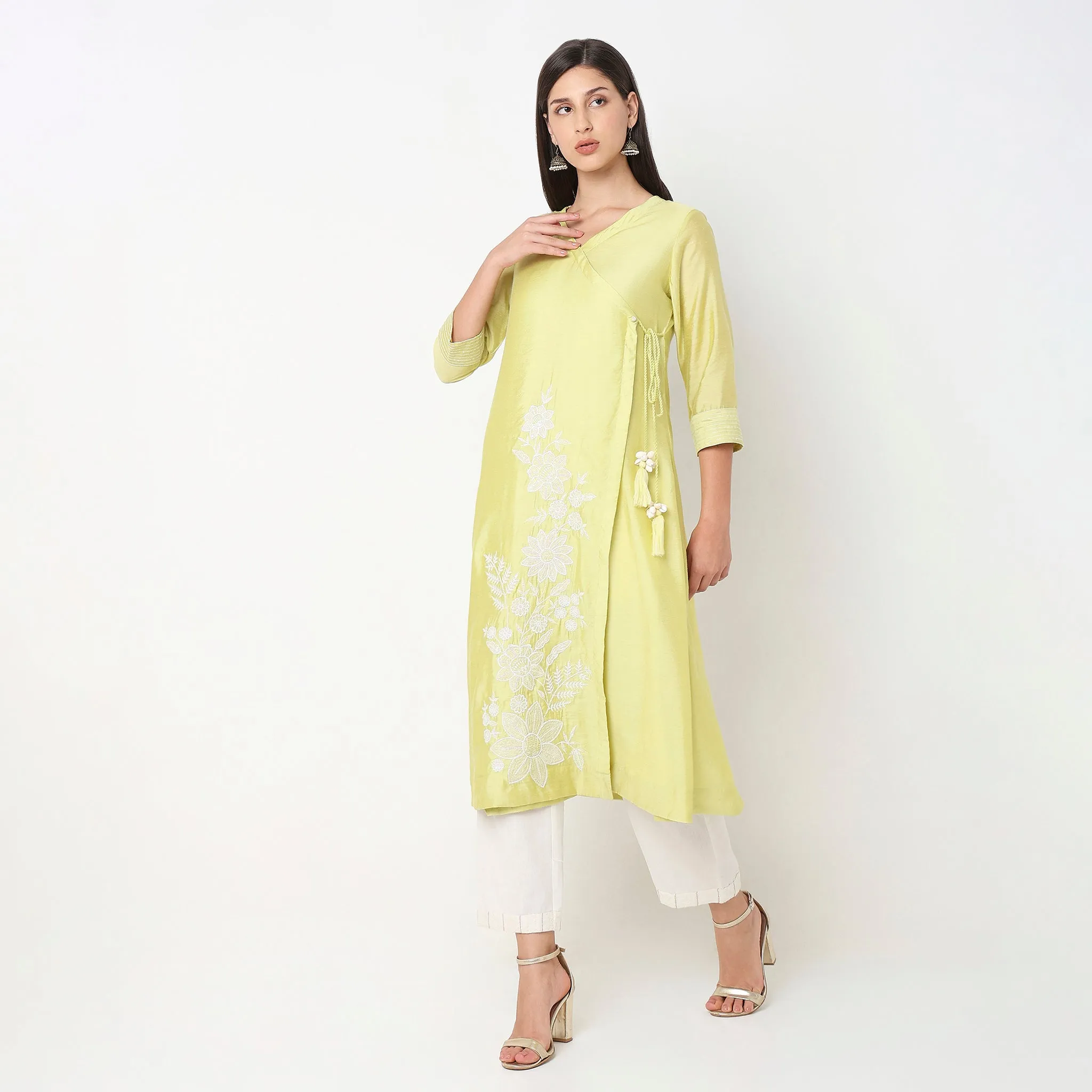 Flare Fit Embroidered Kurta