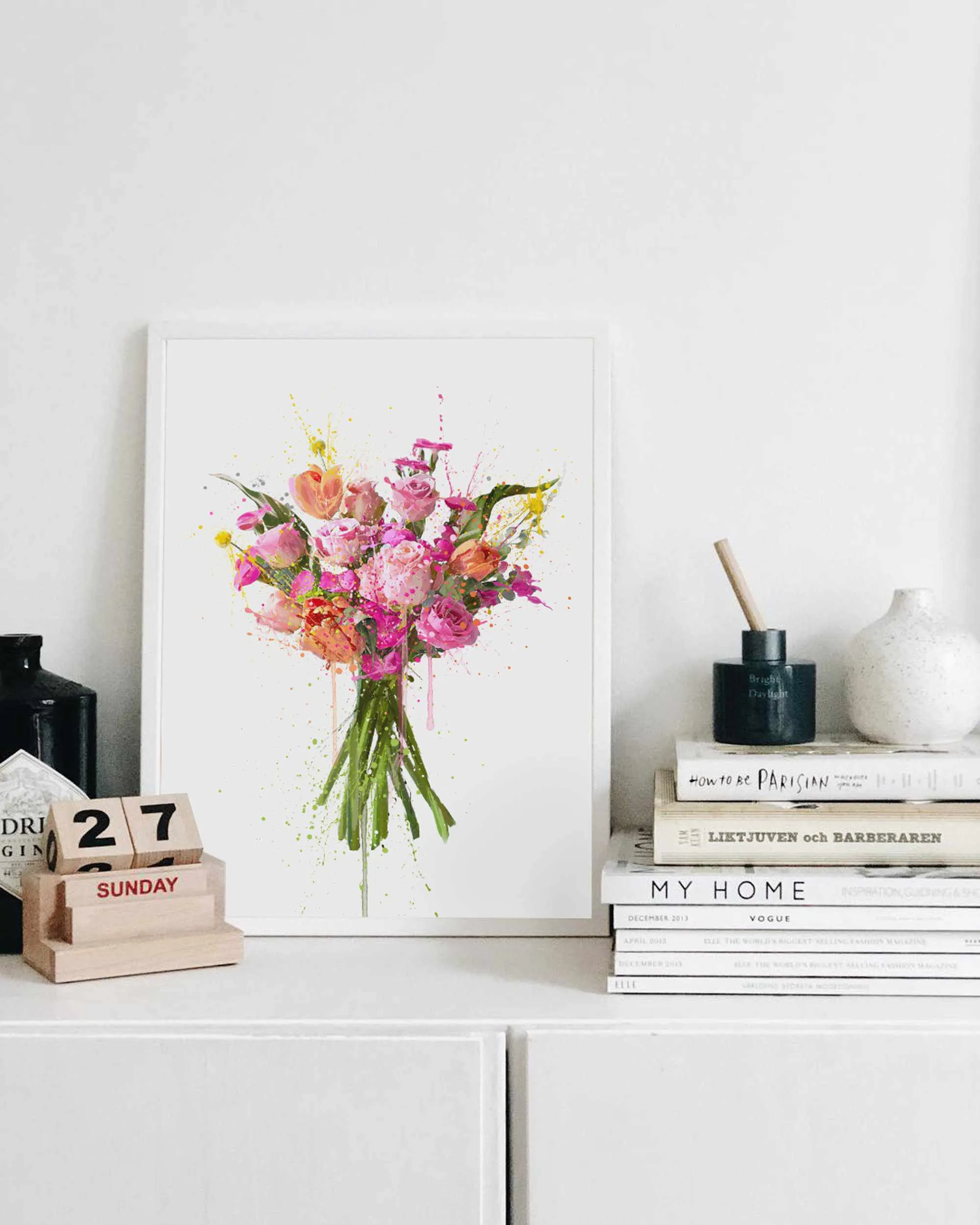 Flower Wall Art Print 'Electric Pink'