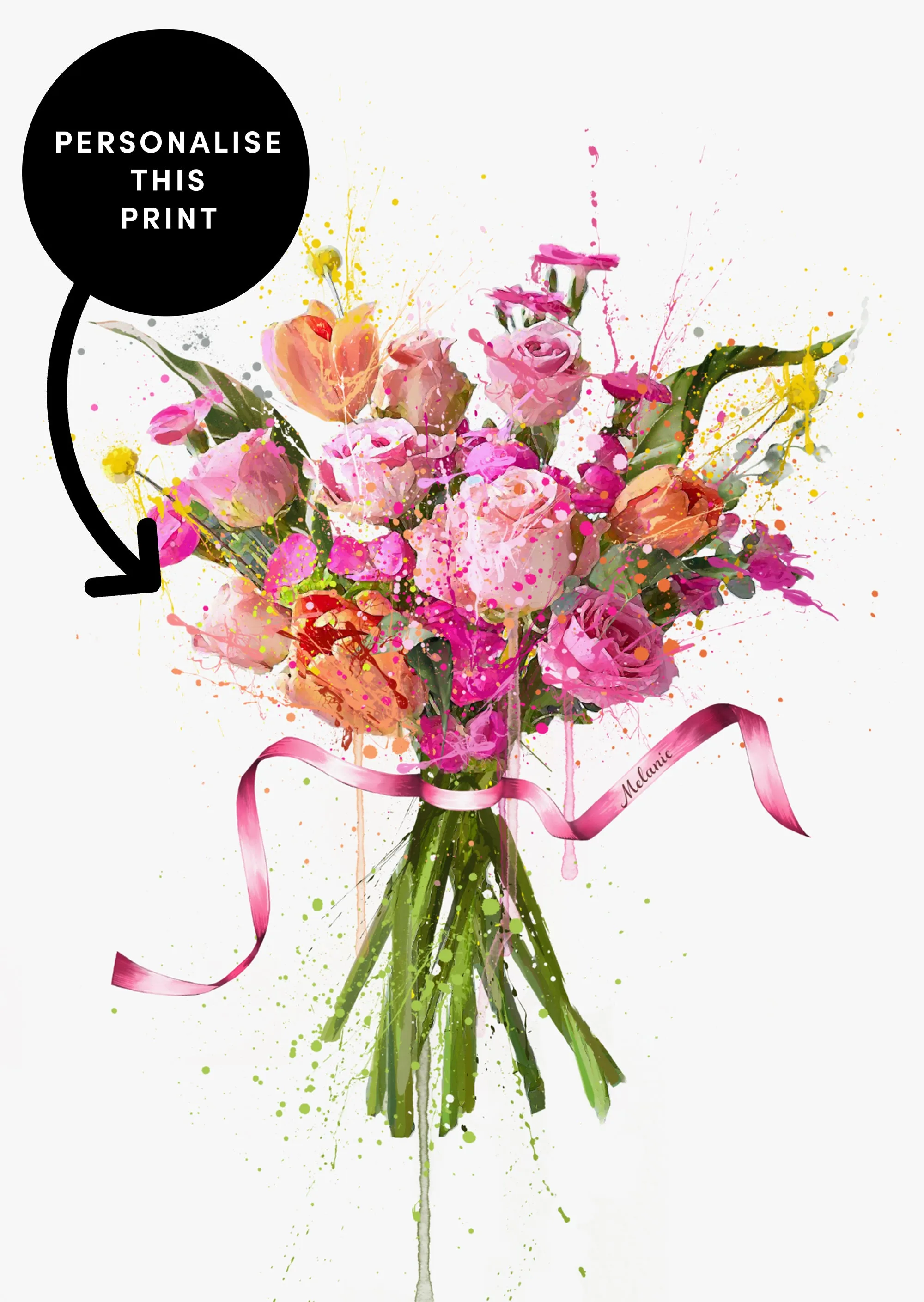 Flower Wall Art Print 'Electric Pink'