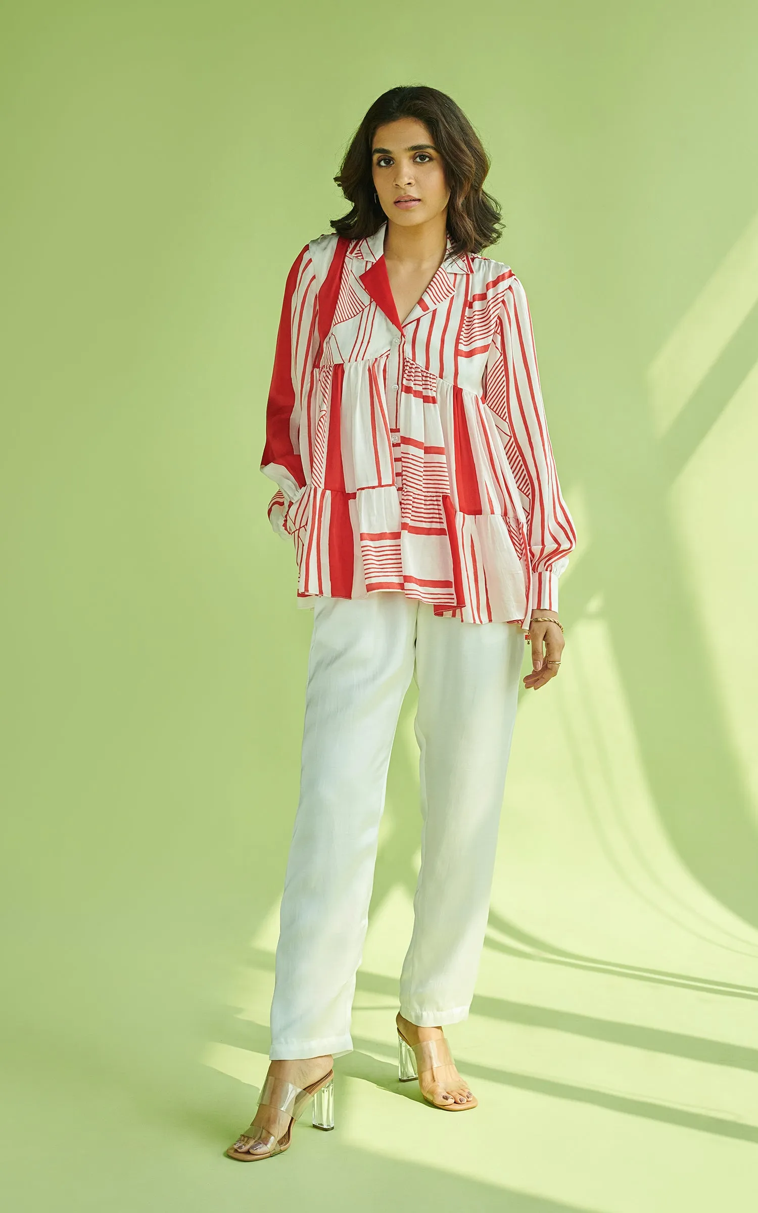 Geometric Print Tiered Shirt