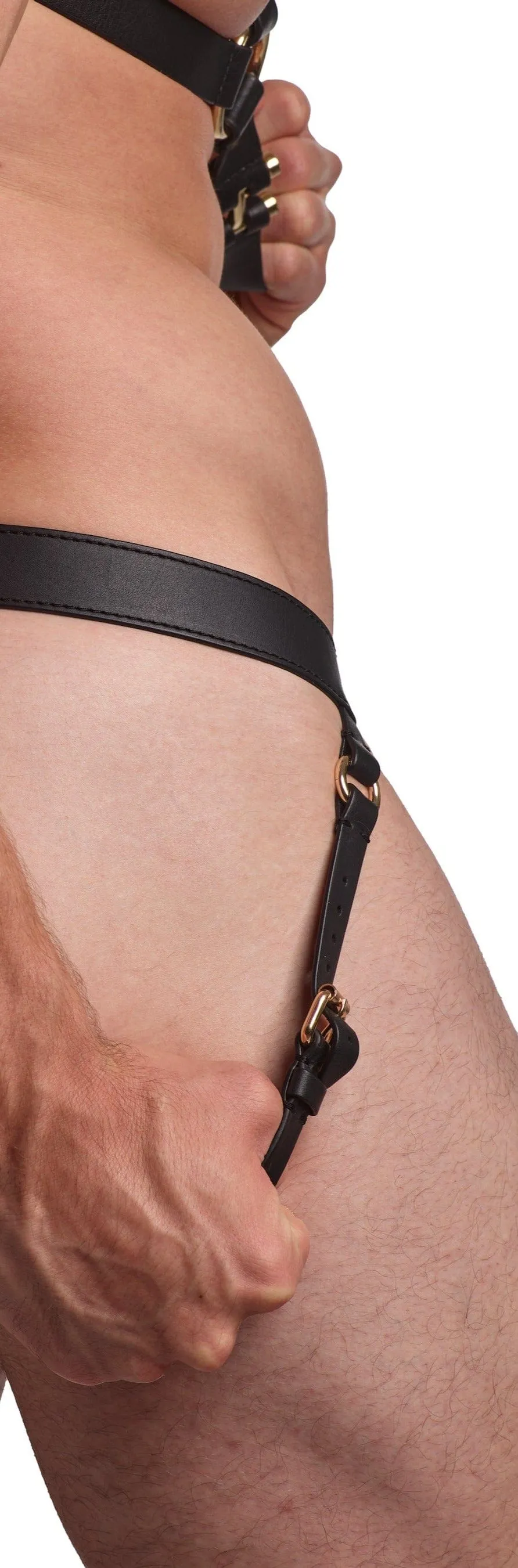 Premium Black Leather Jock Harness - Heritage Style