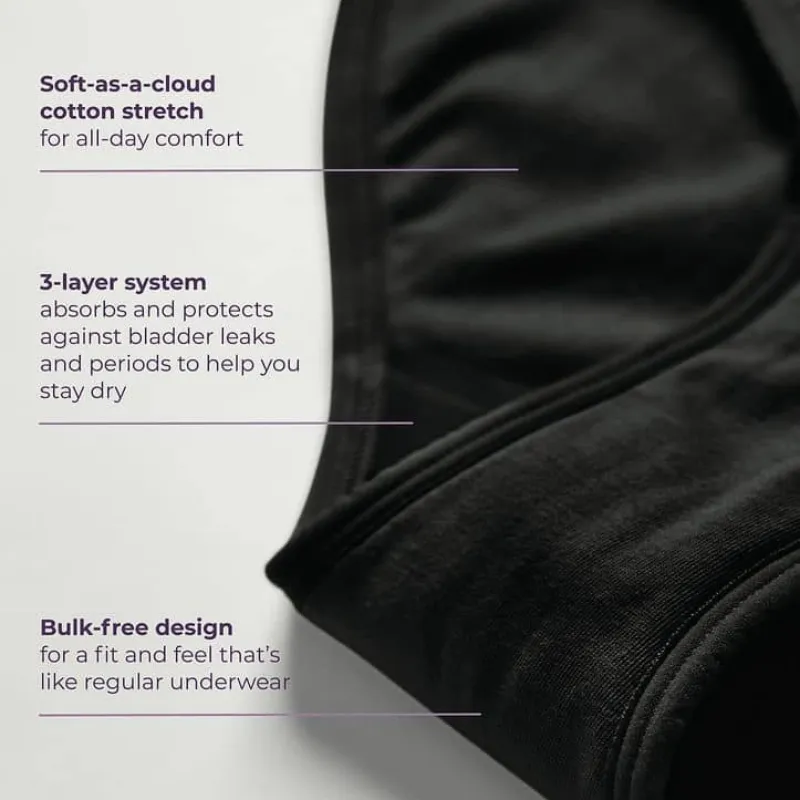Jockey Worry Free Cotton Period Brief Black