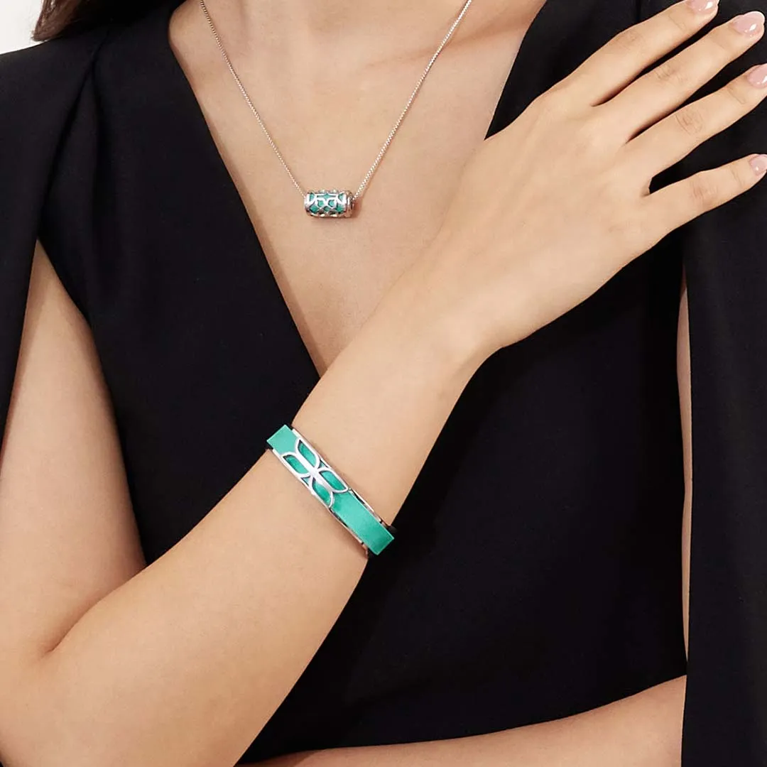 Kawung Silk Cuff - Shophouse Teal